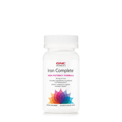 GNC Women's Iron Complete bottle front view with 60 caplets for iron support
