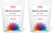 GNC Women's Multivitamin Soft Chew bottle front shows mixed fruit flavor for daily energy