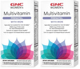 GNC Women's Prenatal bottle cap shows secure seal and premium formulation for mom and baby.