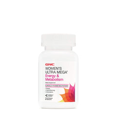 GNC Women's Ultra Mega Energy packaging displayed, ready for everyday wellness.