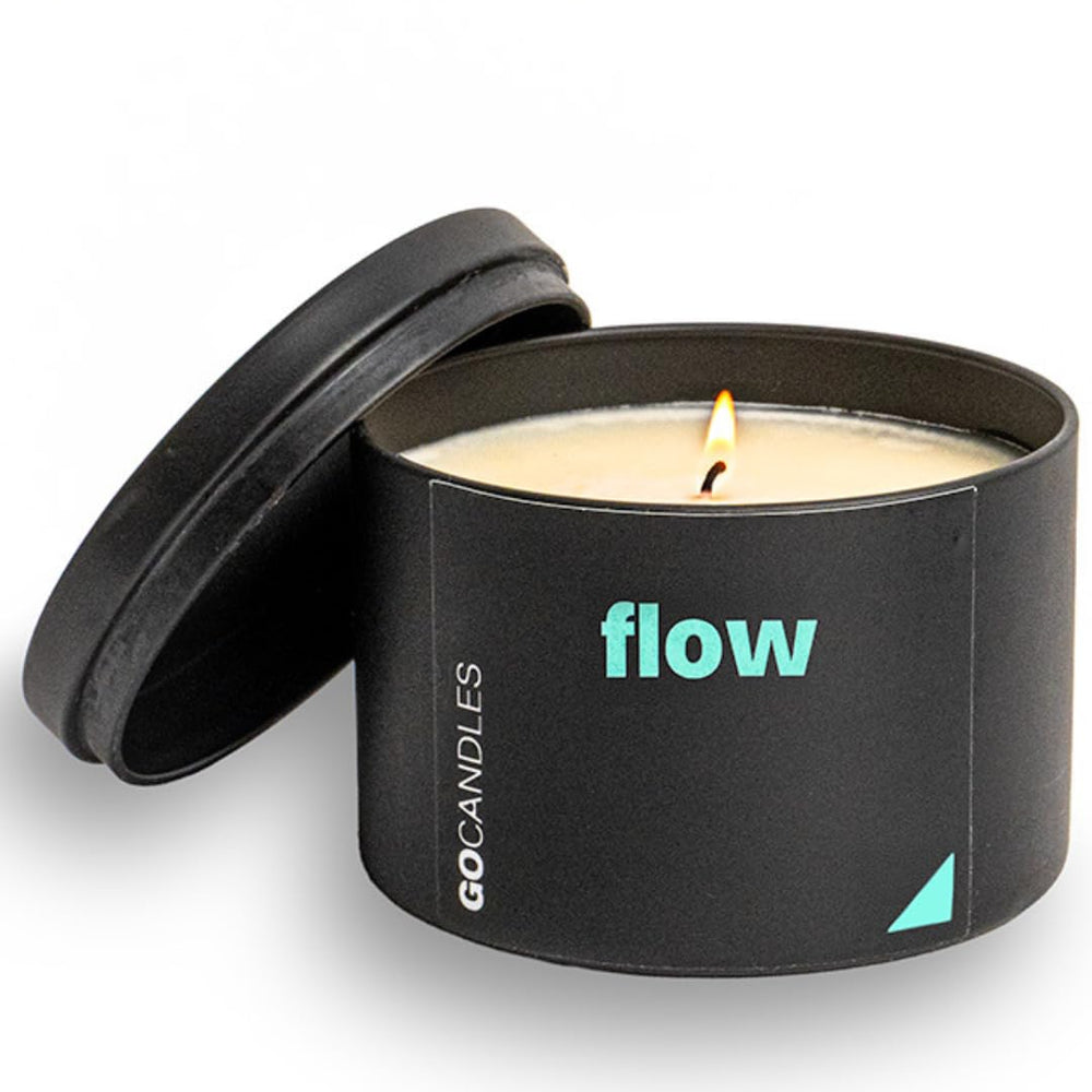 GO CANDLES Flow large soy wax close-up shows rich aroma for focused spaces
