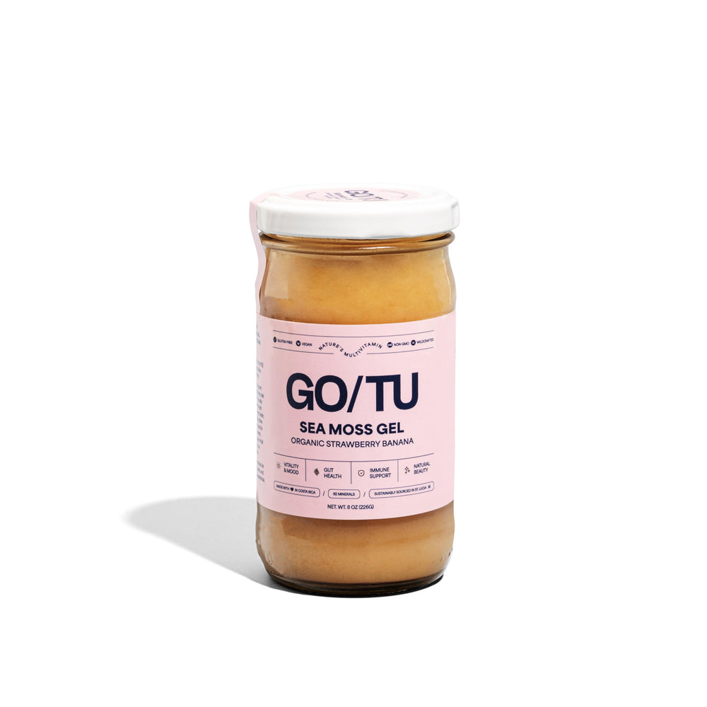 GO/TU Sea Moss Gel strawberry banana jar for daily vitality.