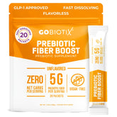 GoBiotix fiber powder bottle showing plant-based soluble fiber for daily gut balance.