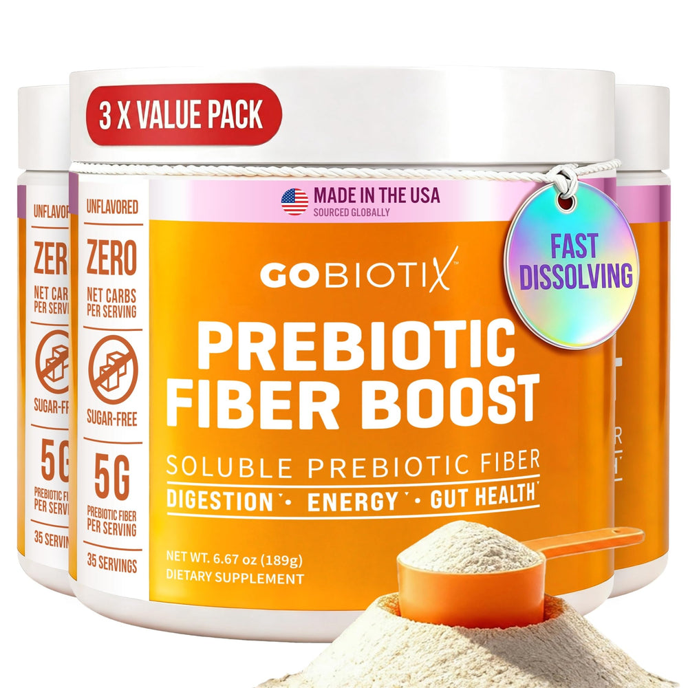 Gobiotix fiber supplement powder bottle promoting daily gut support.
