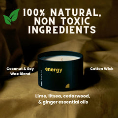 Go Candles Energy packaging highlighting a durable, reusable tin