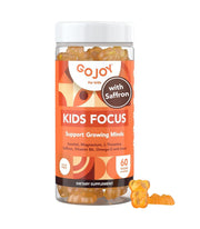 GOJOY NATURALS Kids Focus Gummies bottle with orange flavor for daily focus.