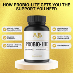 Golden After 50 Probio-Lite gut health scene illustrating everyday digestion.