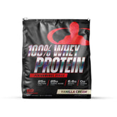 Goliath Labs whey protein vanilla bottle pour, fueling post-workout recovery with clean protein.