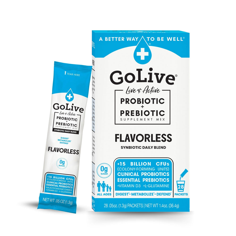 GoLive foil-sealed packaging preserves probiotic viability for fresh, effective use.