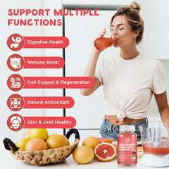 GONGOTA Soursop Gummies ingredients-chart showing elderberry, sea moss, and zinc for wellness.