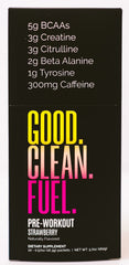 Good Clean Fuel pre-workout label highlights clean ingredients for focused training