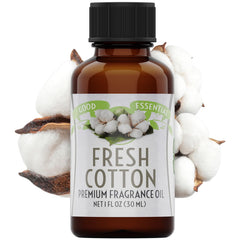 Good Essential Fresh Cotton oil packaging highlighting USA bottling for quality