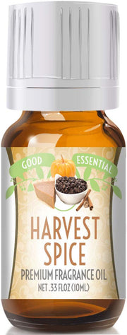 Good Essential Harvest Spice fragrance oil bottle close-up highlighting autumn vibes.