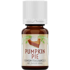 Good Essential Pumpkin Pie Fragrance Oil label close-up highlighting autumn scent