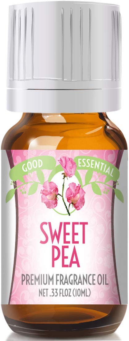 Good Essential Sweet Pea fragrance oil bottle with eurodropper for easy, mess-free use in diffusers.