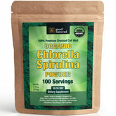 Good Natured spirulina-chlorella powder bottle offers daily nourishment via organic blend.