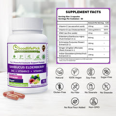 GoodlifePick elderberry capsules label design on bottle for premium wellness.