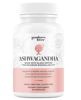Goodness Lover Ashwagandha bottle front view for daily calm and focus