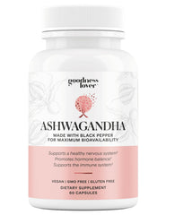 Goodness Lover Ashwagandha bottle front view for daily calm and focus