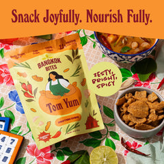 Goodness Plant Bangkok Bites Tom Yum 3-pack view highlights convenient on-the-go snacking.