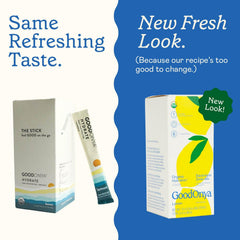 GOODONYA Organic Hydration ingredients panel emphasizes real fruit and electrolytes.