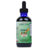 Good State Ionic Zinc and Elderberry bottle pour demonstrates easy daily dosing.