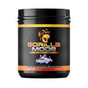 Gorilla Mind Gorilla Mode Pre Workout bottle highlighting pumps and energy.