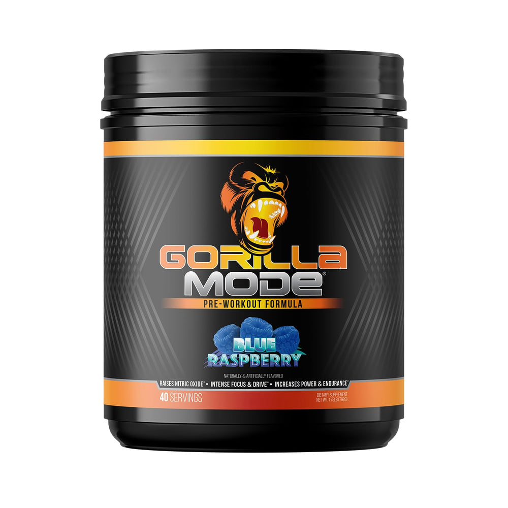 Gorilla Mind Gorilla Mode tub blue raspberry label for strong pumps