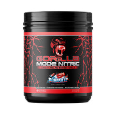 Gorilla Mind Gorilla Mode Nitric Upgraded pre-workout tub shows premium formula for big pumps
