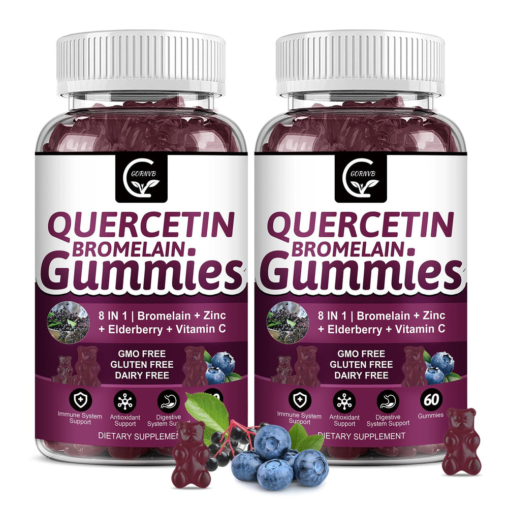GORNVB Quercetin with Bromelain bottle highlighting 8-in-1 immune and respiratory support