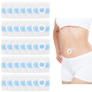 Gosknor patch on belly button provides secure fit and absorption.
