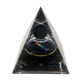 Gosyfeti Orgone Pyramid with obsidian base enhances meditation focus and calm energy.