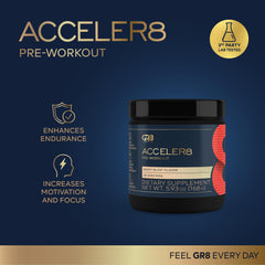 GR8 LIFESTYLE Acceler8 Blue Crush served over ice for refreshing focus.