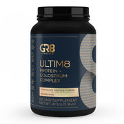 The GR8 LIFESTYLE ULTIM8 front-pack shows chocolate flavor, ideal for athletes.