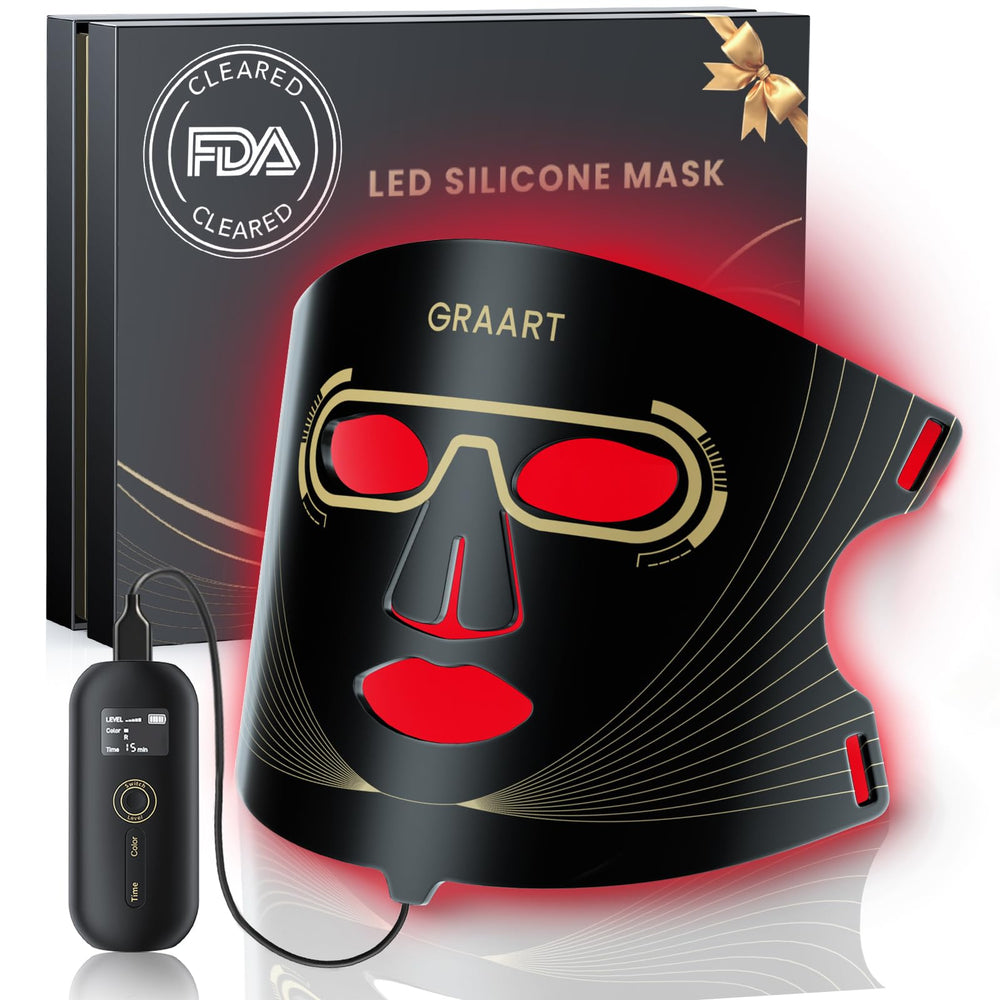 Graart face mask with 432 LEDs for at-home red light therapy and anti-aging care.