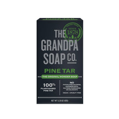 The Grandpa Soap Company pine tar soap bar for deep cleansing.