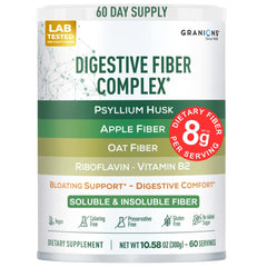 Granions psyllium husk powder bottle promoting digestive comfort and daily fiber support.