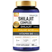 Granions pure shilajit capsules bottle front showing product packaging for daily energy.