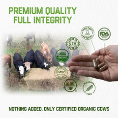 Grassfat capsules close-up highlighting freeze-dried organ nutrition and clean label.