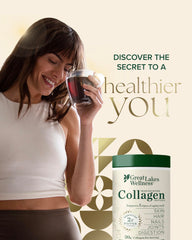 Great Lakes Wellness Collagen Peptides stirred into hot tea for easy flavor variety