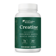 Great Lakes Wellness Creatine Monohydrate Capsules bottle front for daily strength support