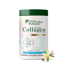 Great Lakes Wellness Keto Boost advanced collagen bottle for a convenient ketogenic coffee creamer option.