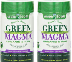 Green Foods Green Magma bottle front view showing premium barley grass formula for vitality
