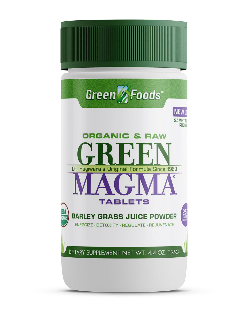 Green Foods Green Magma bottle close-up for easy daily plant-based nutrition.