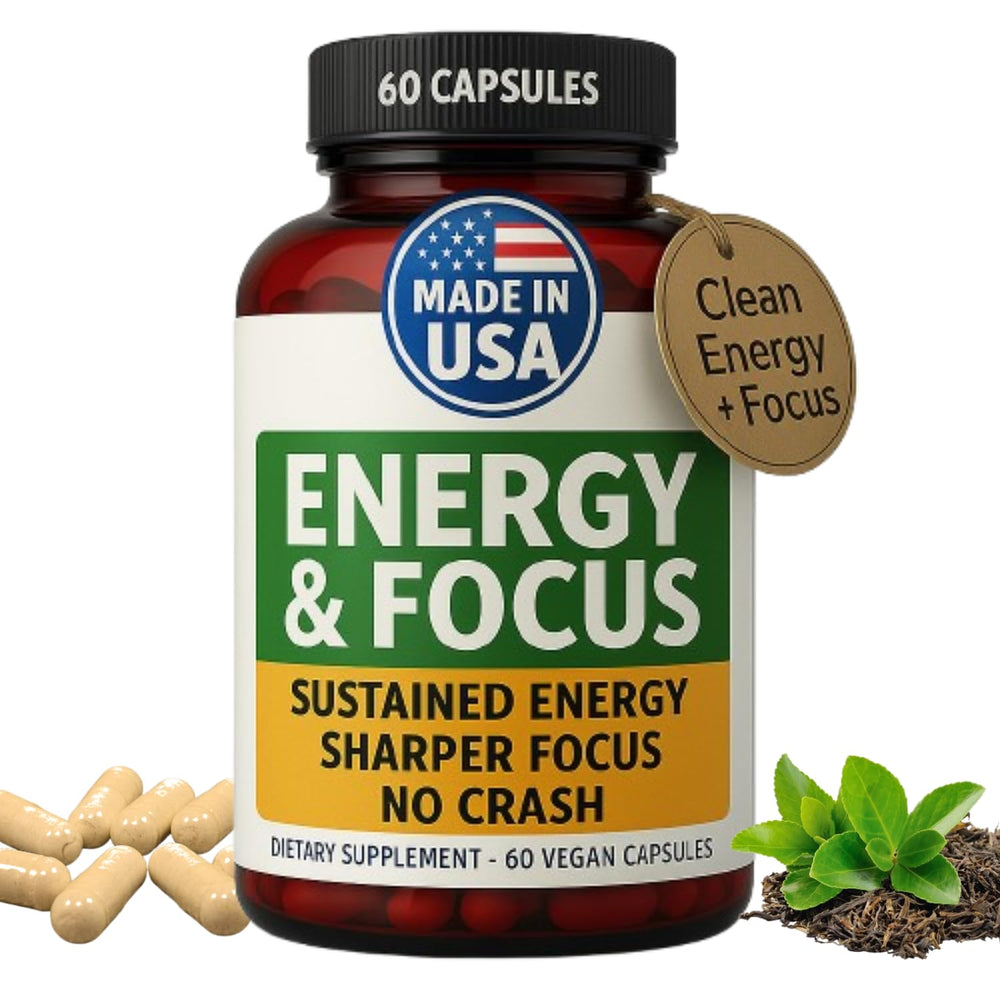 Green Regimen Energy & Focus bottle front for steady energy