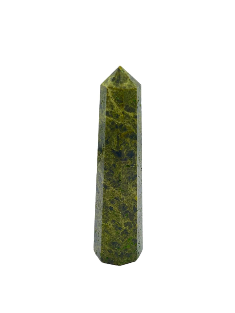 Wholesale Gem Shop green tourmaline obelisk 3inch front view highlighting energy focus