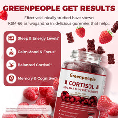 GREENPEOPLE 5-HTP saffron gummies highlighting emotional wellness and stable mood.