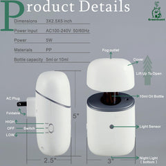 GREENSCENT wall-mounted diffuser showcases palm-sized form and wide coverage up to 500 sq ft.
