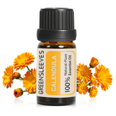 GREENSLEEVES Calendula essential oil in amber bottle preserves purity for lasting fragrance.