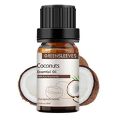 GREENSLEEVES Coconut Essential Oil bottle in amber glass for pure aromatherapy diffusion.